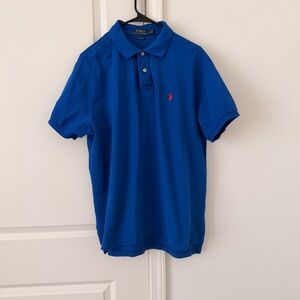 Polo Ralph Lauren Custom Fit Polo Shirt Blue Orange Pony Men’s XL Casual Travel